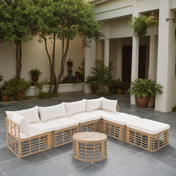 Bay Isle Home AllWeather 7 Pieces Rattan Sectional Sofa Set Outdoor